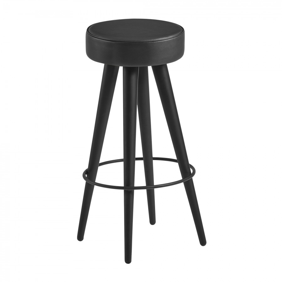 Oakland Black Faux Leather Stool